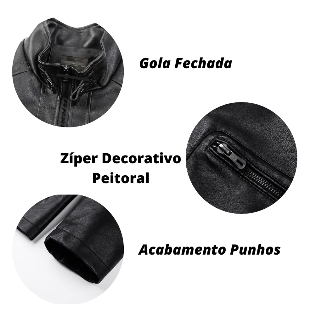 Jaqueta De Couro Ecológico Masculina Slim Premium