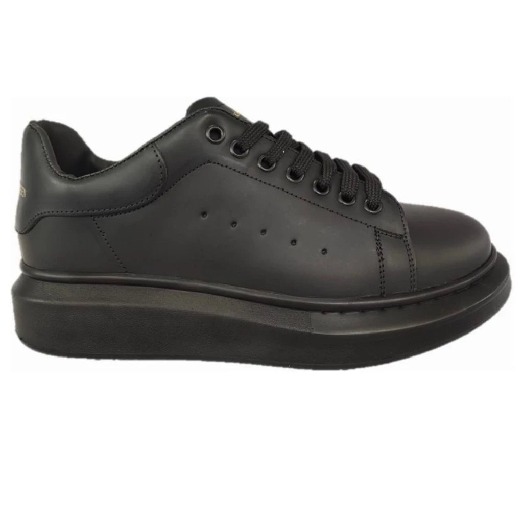 Tênis Mac Queen Couro Legítimo Premium - Preto - Elegância Lifestyle - For Men