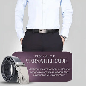 Cinto Social Masculino em Couro Legítimo - Fivela Automática