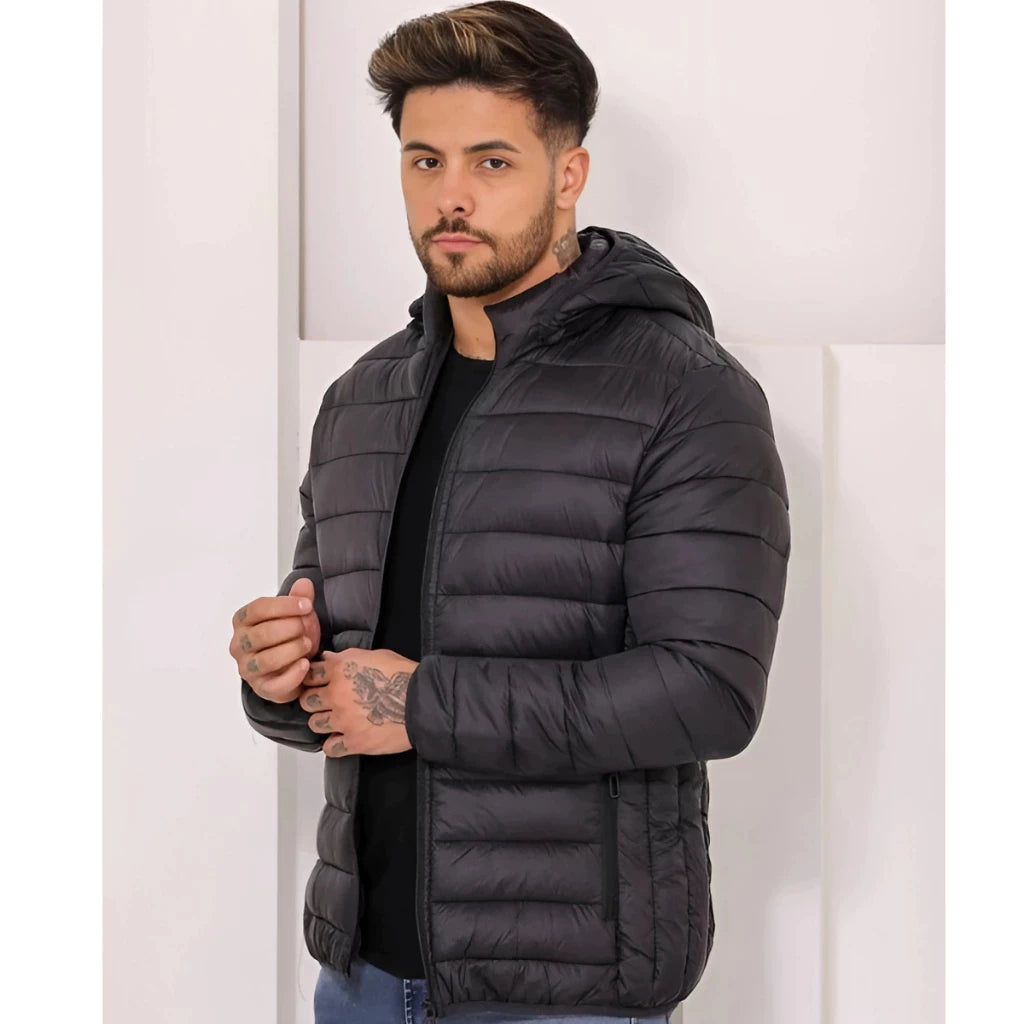 Jaqueta Masculina De Frio Impermeável com Capuz