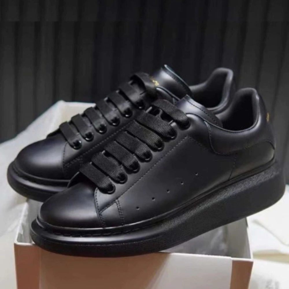 Tênis Mac Queen Couro Legítimo Premium - Preto - Elegância Lifestyle - For Men